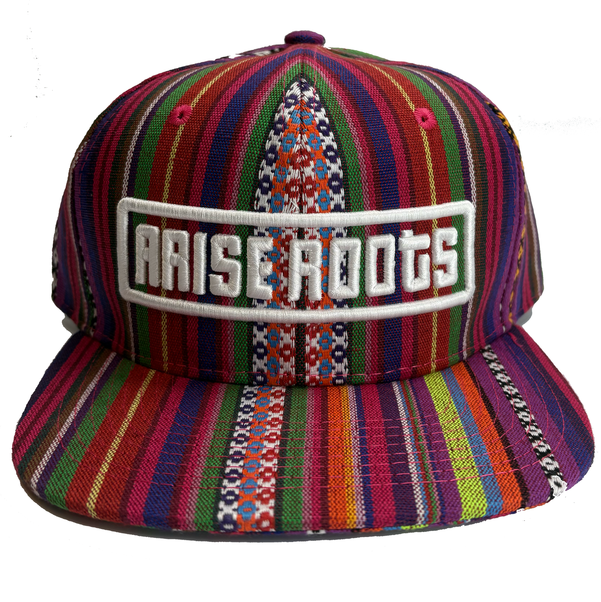 Pink Mexican Blanket Snapback With White Text