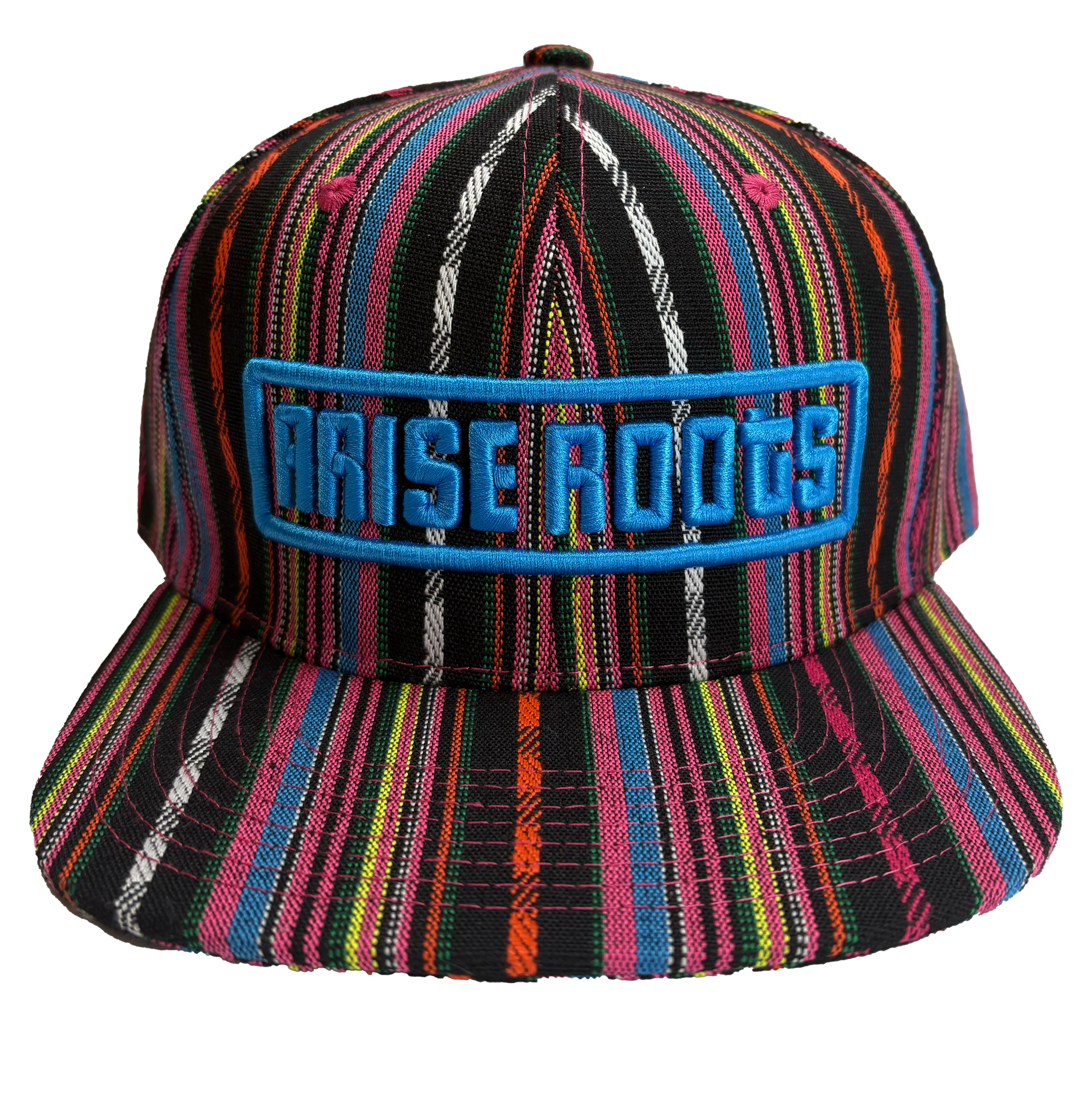 Pink Mexican Blanket Snapback With Blue Text