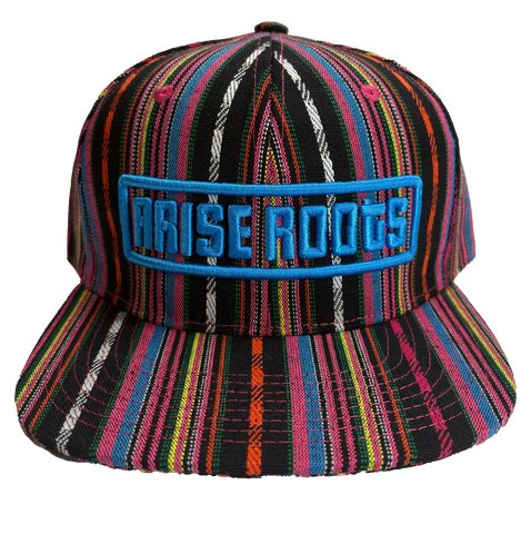 Pink Mexican Blanket Snapback With Blue Text