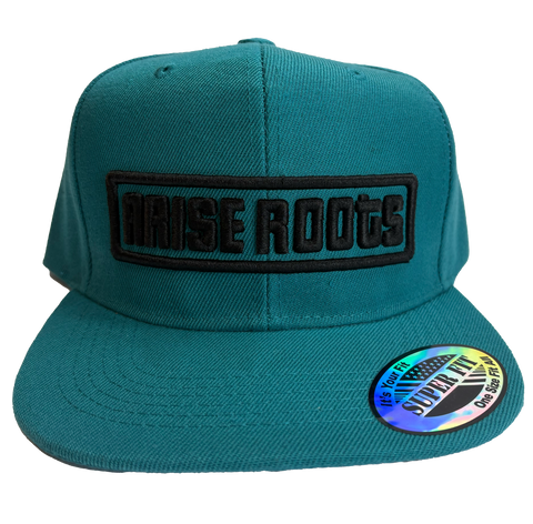 Teal Blue Snapback With Black Text