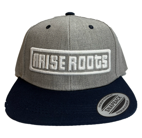 Navy / Heather Grey Snapback With White Text